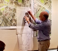Bill Tunnell starts to sketch potential streets on south side